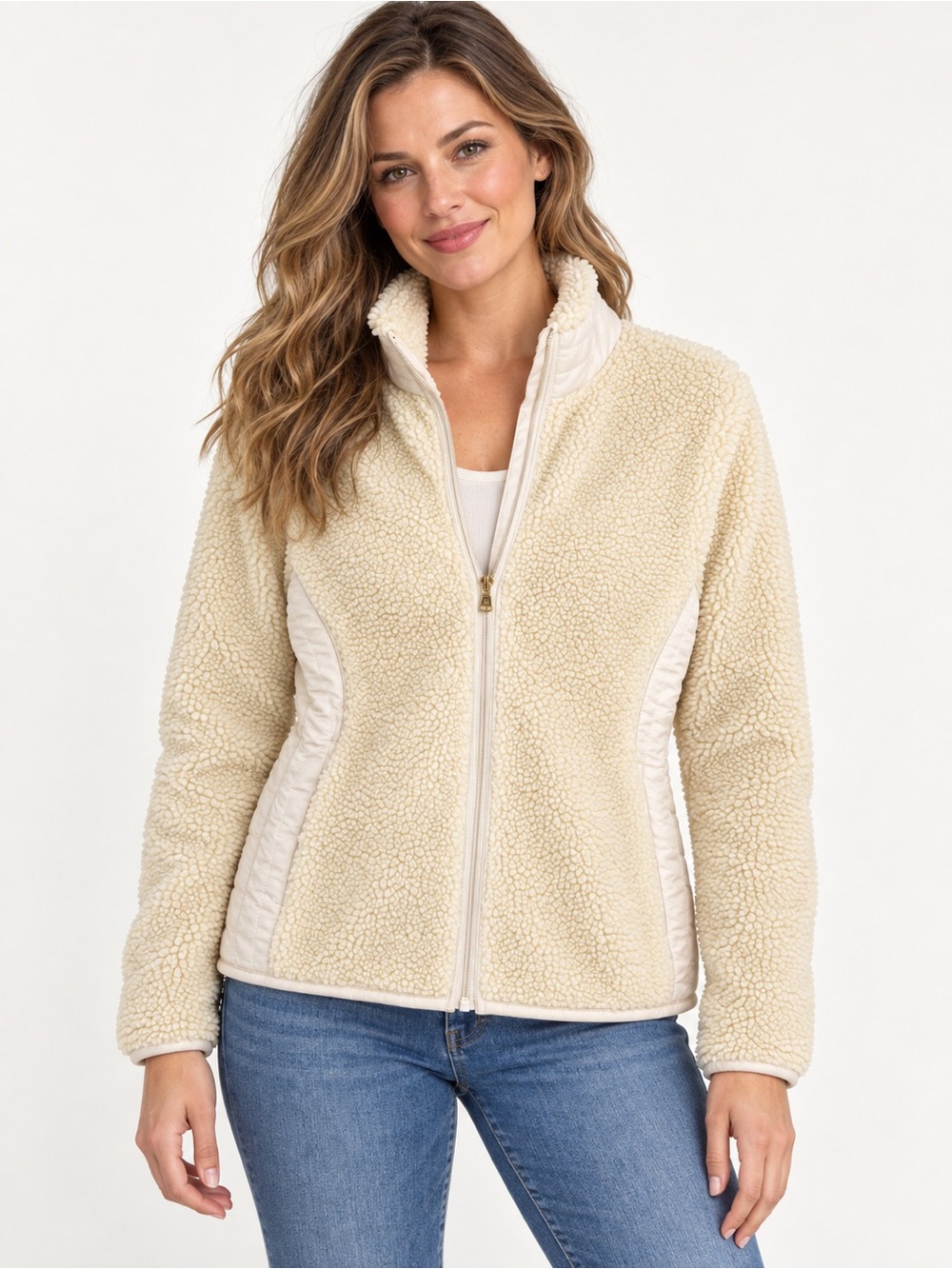 Lauren Active Cream Sherpa Jacket Women M
